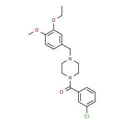 ChemSpider 2D Image | (3-Chlorophenyl)[4-(3-ethoxy-4-methoxybenzyl)-1-piperazinyl]methanone | C21H25ClN2O3