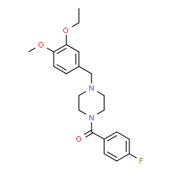 ChemSpider 2D Image | 1-[(3-ETHOXY-4-METHOXYPHENYL)METHYL]-4-(4-FLUOROBENZOYL)PIPERAZINE | C21H25FN2O3
