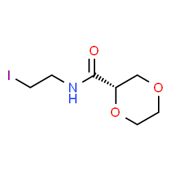 ChemSpider 2D Image | (2S)-N-(2-Iodoethyl)-1,4-dioxane-2-carboxamide | C7H12INO3