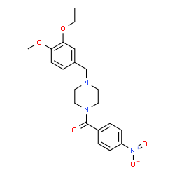 ChemSpider 2D Image | [4-(3-Ethoxy-4-methoxybenzyl)-1-piperazinyl](4-nitrophenyl)methanone | C21H25N3O5