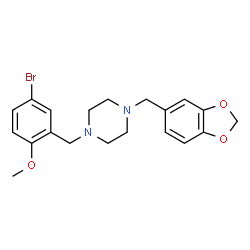 ChemSpider 2D Image | 1-(1,3-Benzodioxol-5-ylmethyl)-4-(5-bromo-2-methoxybenzyl)piperazine | C20H23BrN2O3