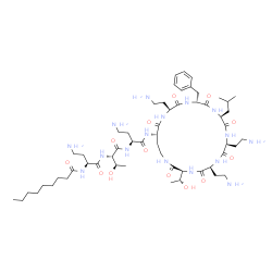 ChemSpider 2D Image | N-[(2S)-4-Amino-1-{[(2S,3R)-1-{[(2S)-4-amino-1-oxo-1-({(3S,6S,9S,12S,15R,18S,21S)-6,9,18-tris(2-aminoethyl)-15-benzyl-3-[(1R)-1-hydroxyethyl]-12-isobutyl-2,5,8,11,14,17,20-heptaoxo-1,4,7,10,13,16,19-h
eptaazacyclotricosan-21-yl}amino)-2-butanyl]amino}-3-hydroxy-1-oxo-2-butanyl]amino}-1-oxo-2-butanyl]nonanamide | C56H98N16O13