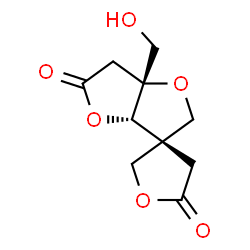 ChemSpider 2D Image | (3R,3a'S,6a'R)-6a'-(Hydroxymethyl)dihydrospiro[furan-3,3'-furo[3,2-b]furan]-5,5'(3a'H,4H)-dione | C10H12O6