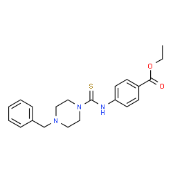 ChemSpider 2D Image | Ethyl 4-{[(4-benzylpiperazin-1-yl)carbothioyl]amino}benzoate | C21H25N3O2S