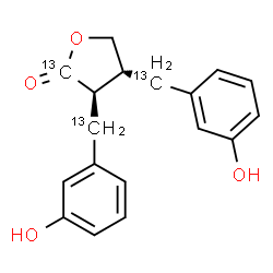 ChemSpider 2D Image | (3R,4R)-3,4-Bis[(3-hydroxyphenyl)(~13~C)methyl](2-~13~C)dihydro-2(3H)-furanone | C1513C3H18O4