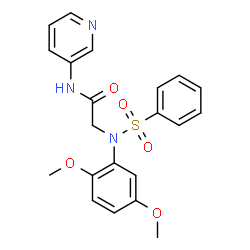 ChemSpider 2D Image | N~2~-(2,5-Dimethoxyphenyl)-N~2~-(phenylsulfonyl)-N-3-pyridinylglycinamide | C21H21N3O5S