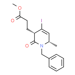 ChemSpider 2D Image | Methyl 3-[(3S,6S)-1-benzyl-4-iodo-6-methyl-2-oxo-1,2,3,6-tetrahydro-3-pyridinyl]propanoate | C17H20INO3