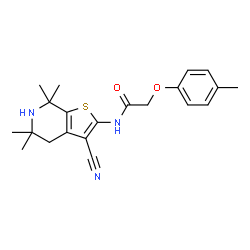 ChemSpider 2D Image | N-{3-cyano-5,5,7,7-tetramethyl-4H,6H-thieno[2,3-c]pyridin-2-yl}-2-(4-methylphenoxy)acetamide | C21H25N3O2S