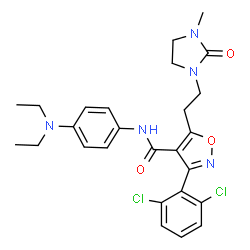 ChemSpider 2D Image | 3-(2,6-Dichlorophenyl)-N-[4-(diethylamino)phenyl]-5-[2-(3-methyl-2-oxo-1-imidazolidinyl)ethyl]-1,2-oxazole-4-carboxamide | C26H29Cl2N5O3