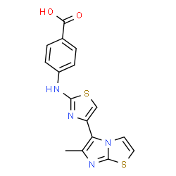 ChemSpider 2D Image | 4-{[4-(6-Methylimidazo[2,1-b][1,3]thiazol-5-yl)-1,3-thiazol-2-yl]amino}benzoic acid | C16H12N4O2S2