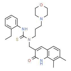 ChemSpider 2D Image | 1-[(7,8-Dimethyl-2-oxo-1,2-dihydro-3-quinolinyl)methyl]-3-(2-ethylphenyl)-1-[3-(4-morpholinyl)propyl]thiourea | C28H36N4O2S