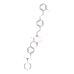 ChemSpider 2D Image | N-(3-{4-[(2-Chlorobenzyl)oxy]phenyl}propanoyl)-O-(4-morpholinylcarbonyl)-L-tyrosine | C30H31ClN2O7