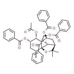 ChemSpider 2D Image | (1S,2R,4S,5R,6R,7S,9R,12R)-5-Acetoxy-6-[(benzoyloxy)methyl]-2,10,10-trimethyl-11-oxatricyclo[7.2.1.0~1,6~]dodecane-4,7,12-triyl tribenzoate | C45H44O11