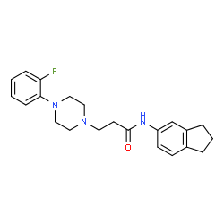 ChemSpider 2D Image | N-(2,3-Dihydro-1H-inden-5-yl)-3-[4-(2-fluorophenyl)-1-piperazinyl]propanamide | C22H26FN3O