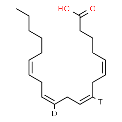 ChemSpider 2D Image | (5Z,8E,11Z,14Z)-(11-~2~H,8-~3~H)-5,8,11,14-Icosatetraenoic acid | C20H30DTO2