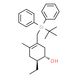 ChemSpider 2D Image | (1S,6S)-6-Ethyl-4-methyl-3-{[(2-methyl-2-propanyl)(diphenyl)silyl]methyl}-3-cyclohexen-1-ol | C26H36OSi