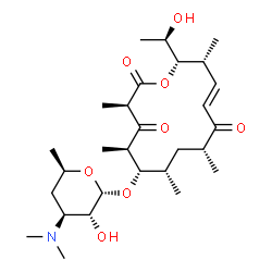 ChemSpider 2D Image | (3R,5R,6S,7S,9R,11E,13R,14S)-14-[(1R)-1-Hydroxyethyl]-3,5,7,9,13-pentamethyl-2,4,10-trioxooxacyclotetradec-11-en-6-yl 3,4,6-trideoxy-3-(dimethylamino)-alpha-D-xylo-hexopyranoside | C28H47NO8