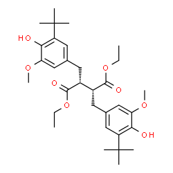 ChemSpider 2D Image | Diethyl (2R,3R)-2,3-bis[4-hydroxy-3-methoxy-5-(2-methyl-2-propanyl)benzyl]succinate | C32H46O8