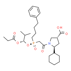 ChemSpider 2D Image | (3R,5S)-5-Cyclohexyl-1-{[(R)-[(1S)-2-methyl-1-(propionyloxy)propoxy](4-phenylbutyl)phosphoryl]acetyl}-3-pyrrolidinecarboxylic acid | C30H46NO7P