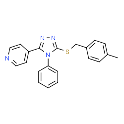 ChemSpider 2D Image | 4-{5-[(4-Methylbenzyl)sulfanyl]-4-phenyl-4H-1,2,4-triazol-3-yl}pyridine | C21H18N4S