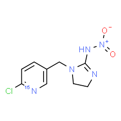 ChemSpider 2D Image | 1-{[6-Chloro(~15~N)-3-pyridinyl]methyl}-N-nitro-4,5-dihydro-1H-imidazol-2-amine | C9H10ClN415NO2