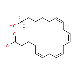 ChemSpider 2D Image | (5Z,8Z,11Z,14Z)-20-Hydroxy(20,20-~2~H_2_)-5,8,11,14-icosatetraenoic acid | C20H30D2O3