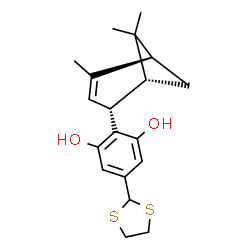 ChemSpider 2D Image | 5-(1,3-Dithiolan-2-yl)-2-[(1R,2R,5S)-4,6,6-trimethylbicyclo[3.1.1]hept-3-en-2-yl]-1,3-benzenediol | C19H24O2S2