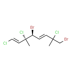 ChemSpider 2D Image | (1E,3R,4S,5E)-4,8-Dibromo-1,3,7-trichloro-3,7-dimethyl-1,5-octadiene | C10H13Br2Cl3