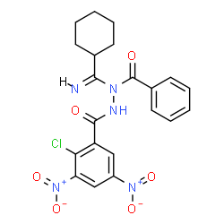 ChemSpider 2D Image | N'-Benzoyl-2-chloro-N'-[(E)-cyclohexyl(imino)methyl]-3,5-dinitrobenzohydrazide | C21H20ClN5O6