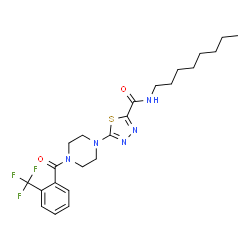 ChemSpider 2D Image | N-Octyl-5-{4-[2-(trifluoromethyl)benzoyl]-1-piperazinyl}-1,3,4-thiadiazole-2-carboxamide | C23H30F3N5O2S