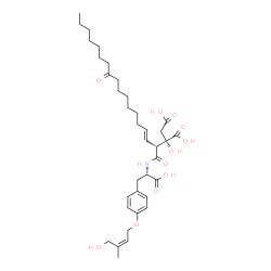 ChemSpider 2D Image | (2S)-2-[(2S,3E)-1-{[(1S)-1-Carboxy-2-(4-{[(2Z)-4-hydroxy-3-methyl-2-buten-1-yl]oxy}phenyl)ethyl]amino}-1,11-dioxo-3-octadecen-2-yl]-2-hydroxysuccinic acid | C36H53NO11