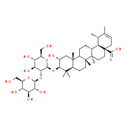 ChemSpider 2D Image | (2alpha,3beta,9xi,18alpha,19alpha)-3-{[2-O-(beta-D-Glucopyranosyl)-beta-D-glucopyranosyl]oxy}-2-hydroxyurs-20-en-28-oic acid | C42H68O14