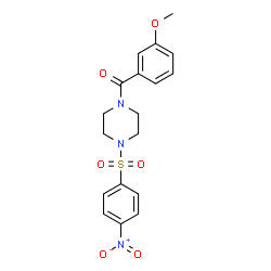 ChemSpider 2D Image | (3-Methoxyphenyl){4-[(4-nitrophenyl)sulfonyl]-1-piperazinyl}methanone | C18H19N3O6S