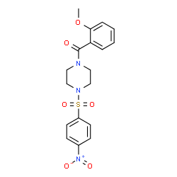 ChemSpider 2D Image | (2-Methoxyphenyl){4-[(4-nitrophenyl)sulfonyl]-1-piperazinyl}methanone | C18H19N3O6S