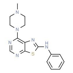 ChemSpider 2D Image | [7-(4-Methylpiperazin-1-yl)thiazolo[5,4-d]pyrimidin-2-yl]phenylamine | C16H18N6S