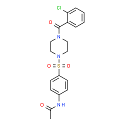 ChemSpider 2D Image | N-(4-{[4-(2-Chlorobenzoyl)-1-piperazinyl]sulfonyl}phenyl)acetamide | C19H20ClN3O4S