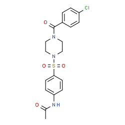 ChemSpider 2D Image | N-(4-{[4-(4-Chlorobenzoyl)-1-piperazinyl]sulfonyl}phenyl)acetamide | C19H20ClN3O4S