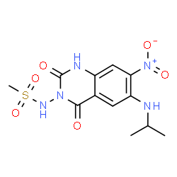 ChemSpider 2D Image | N-[6-(Isopropylamino)-7-nitro-2,4-dioxo-1,4-dihydro-3(2H)-quinazolinyl]methanesulfonamide | C12H15N5O6S