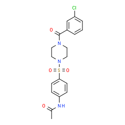 ChemSpider 2D Image | N-(4-{[4-(3-Chlorobenzoyl)-1-piperazinyl]sulfonyl}phenyl)acetamide | C19H20ClN3O4S