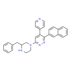 ChemSpider 2D Image | 6-(3-Benzyl-1-piperazinyl)-3-(2-naphthyl)-4-(4-pyridinyl)pyridazine | C30H27N5