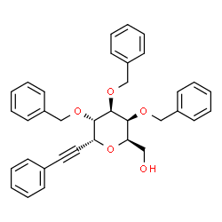 ChemSpider 2D Image | (1R)-1,5-Anhydro-2,3,4-tri-O-benzyl-1-(phenylethynyl)-D-galactitol | C35H34O5