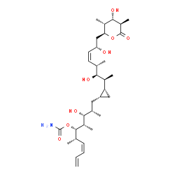 ChemSpider 2D Image | (2S,3R,4S,5S,6S,7Z)-1-[(1R,2R)-2-{(2S,3S,4S,5Z,7S)-3,7-Dihydroxy-8-[(2S,3R,4S,5R)-4-hydroxy-3,5-dimethyl-6-oxotetrahydro-2H-pyran-2-yl]-4-methyl-5-octen-2-yl}cyclopropyl]-3-hydroxy-2,4,6-trimethyl-7,9
-decadien-5-yl carbamate | C33H55NO8