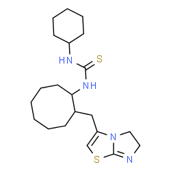 ChemSpider 2D Image | 1-Cyclohexyl-3-[2-(5,6-dihydroimidazo[2,1-b][1,3]thiazol-3-ylmethyl)cyclooctyl]thiourea | C21H34N4S2