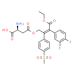 ChemSpider 2D Image | (2S)-2-Amino-4-({(2Z)-3-(3,4-difluorophenyl)-4-ethoxy-2-[4-(methylsulfonyl)phenyl]-4-oxo-2-buten-1-yl}oxy)-4-oxobutanoic acid | C23H23F2NO8S