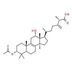 ChemSpider 2D Image | (3alpha,5xi,12alpha,17alpha,20S,25S)-3-Acetoxy-12-hydroxy-24-methylenelanost-8-en-26-oic acid | C33H52O5