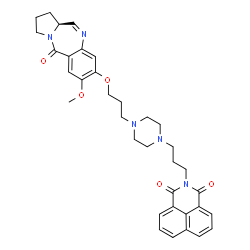 ChemSpider 2D Image | 2-{3-[4-(3-{[(11aS)-7-Methoxy-5-oxo-2,3,5,11a-tetrahydro-1H-pyrrolo[2,1-c][1,4]benzodiazepin-8-yl]oxy}propyl)-1-piperazinyl]propyl}-1H-benzo[de]isoquinoline-1,3(2H)-dione | C35H39N5O5
