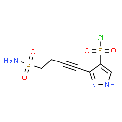 ChemSpider 2D Image | 3-(4-Sulfamoyl-1-butyn-1-yl)-1H-pyrazole-4-sulfonyl chloride | C7H8ClN3O4S2