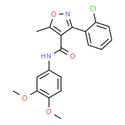ChemSpider 2D Image | 3-(2-Chlorophenyl)-N-(3,4-dimethoxyphenyl)-5-methyl-1,2-oxazole-4-carboxamide | C19H17ClN2O4