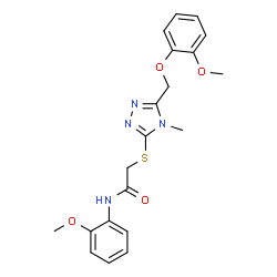 ChemSpider 2D Image | 2-({5-[(2-Methoxyphenoxy)methyl]-4-methyl-4H-1,2,4-triazol-3-yl}sulfanyl)-N-(2-methoxyphenyl)acetamide | C20H22N4O4S