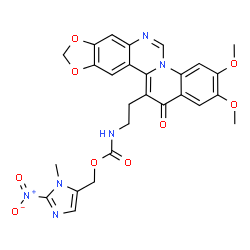 ChemSpider 2D Image | (1-Methyl-2-nitro-1H-imidazol-5-yl)methyl [2-(2,3-dimethoxy-14-oxo-14H-[1,3]dioxolo[4,5-g]quinolino[1,2-c]quinazolin-13-yl)ethyl]carbamate | C27H24N6O9